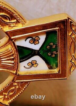 Rare-FRANKLIN MINT Stained Glass Celtic Cross BLESSINGS OF IRELAND withstand 24KGP