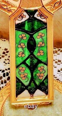 Rare-FRANKLIN MINT Stained Glass Celtic Cross BLESSINGS OF IRELAND withstand 24KGP