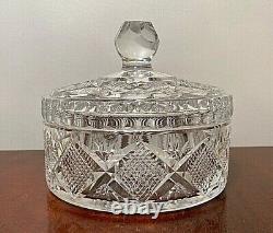 Rare Vintage Signed WATERFORD CRYSTAL 6 Round Lidded Candy Dish Bowl IRELAND