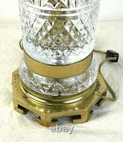 Rare Waterford Crystal Hurricane Vase Accent Lamp Electric 14 T Vintage 1970's