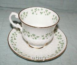 Royal Tara Green Shamrocks Tea Set Gold Trim 7Pc Pot/Cups/Saucer/Sugar/Creamer