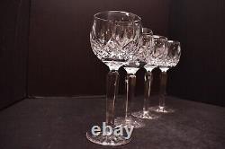 SET 4 Waterford LISMORE Vintage Hock Wine Glasses 7 3/8 Goblets Stemware Signed