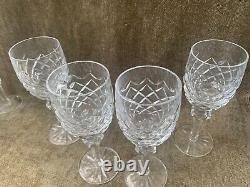 Set of 4 Waterford POWERSCOURT Crystal Cut Claret Wine Glasses Glass 7 Ireland