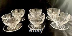 Set of 6 Waterford Crystal Lismore Ice Cream Sherbert Bowls Underplate Glasses