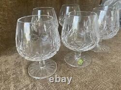 Set of 6 Waterford Lismore Crystal Cut Brandy Snifter Glasses Glass 5 Ireland