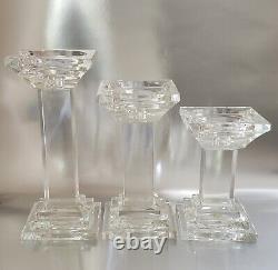 Shannon Crystal of Ireland Set of 3 Graduated Clear Pillar Candle Holders