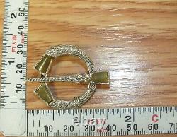 Silver With green Marble T. J. H. Celtic Style Collectible Irish Brooch / Pin
