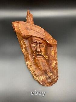 Tree Forest Ireland Carved Old Man Face Primitive Folk Art Sculpture wall 17th