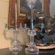 Two Waterford Crystal Double Arm Candelabras Withspires No Bobeches Ireland