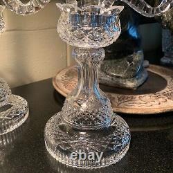 Two Waterford Crystal Double Arm Candelabras withSpires No Bobeches Ireland