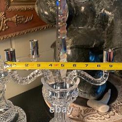 Two Waterford Crystal Double Arm Candelabras withSpires No Bobeches Ireland