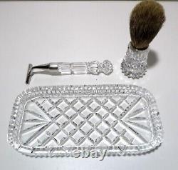 VINTAGE Waterford Crystal SHAVING SET 3 Piece Razor, Brush, and Tray