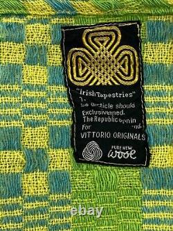 VITTORIO Originals IRISH TAPESTRIES WOOL Twin Bedspread Fringed 80 x 100 Vintage