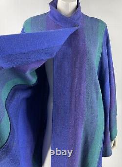 VTG Avoca Collection Poncho Coat One Size Blue Green Purple Wicklow Ireland Wool