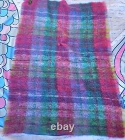 Vg Collectible John Hanly Tipperary Ireland Pink Plaid Mohair Wool Throw Blanket