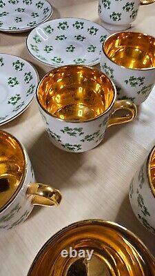 Vintage Arklow Patricia Shamrock GOLD Pattern Tea Set Full Set 16 Pieces