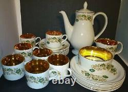 Vintage Arklow Pottery Classics Teapot Set Gold Interior Ireland Missing One Cup