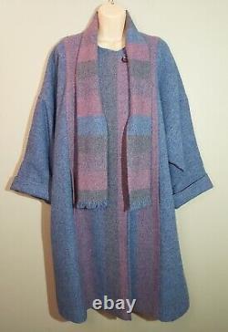 Vintage Avoca Collection Ireland Wool Coat Jacket Poncho Blue Sz Small