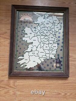 Vintage Baileys Irish Cream Mirror Map of Ireland Bar Sign 1977 Man Cave