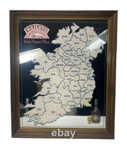Vintage Baileys Irish Cream Mirror Map of Ireland Bar Sign 1977 Man Cave 23x19
