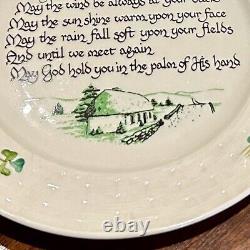 Vintage Belleek Hand Painted Irish Blessing Plate Stamped On Back