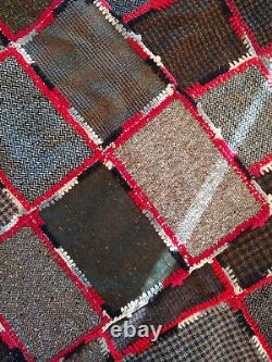 Vintage Donegal Ireland Handwoven Patchwork Tweed Signed Throw Blanket Weaver