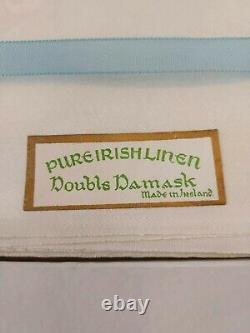 Vintage Double Damask 100% Pure Irish Linen TABLECLOTH 58x 52 SET Old Stock