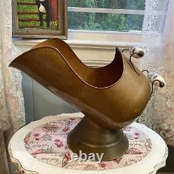 Vintage Dutch Copper Delft Handles Fireplace Coal Ash Scuttle Bucket