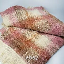Vintage Heirloom Avoca Handweavers 100% Wool Irish Blanket w Fringe 104x90