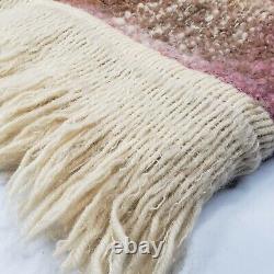 Vintage Heirloom Avoca Handweavers 100% Wool Irish Blanket w Fringe 104x90