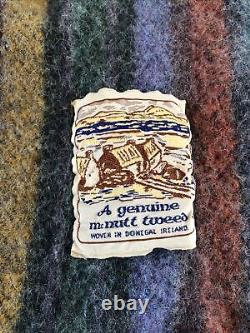 Vintage Irish Wool Blanket McNutt Donegal Ireland Green 53 X 44