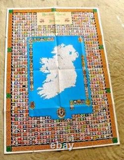 Vintage Lovely Map Of Family Names Origins Coat Of Arms Ireland Heraldic Scroll
