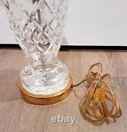 Vintage WATERFORD CRYSTAL Irish Cut Glass KILDARE Brass 28 Electric Table Lamp