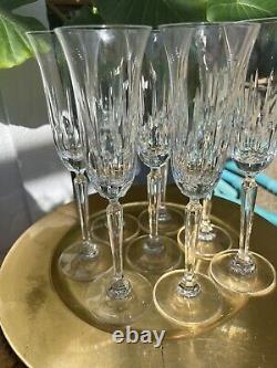 Vintage Waterford Maureen Champagne Flutes Crystal Stems 9 Tall Retired