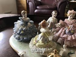 Volkstedt Muller Irish Dresden Lace 5 Figurines Garden Party 13 As Is Courting