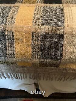 Vtg 80's Acova Handweavers Irish Wool Bedspread Blanket Cabin Plaid 103 x 63