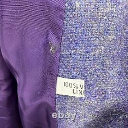 Vtg AVOCA Collection Jacket Coat Oversize Sz M Women Wool Striped Purple Ireland