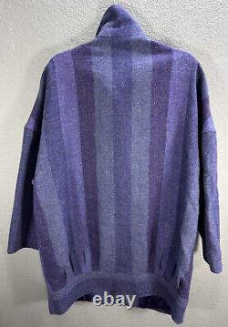 Vtg AVOCA Collection Jacket Coat Oversize Sz M Women Wool Striped Purple Ireland