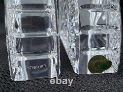 WATERFORD BOOKENDS Pair Cut Crystal Quarter Circle Quadrant Ireland Made