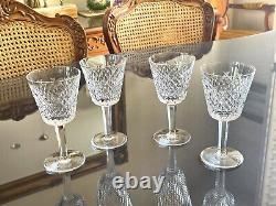 WATERFORD Crystal Ireland Alana Set of 4 Claret Wine Glasses Old Mark Retired