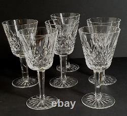 WATERFORD LISMORE Crystal Glass 6 x Set Wine Goblets / Glasses