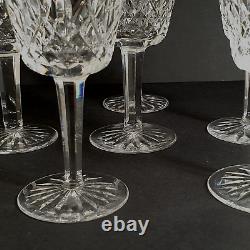 WATERFORD LISMORE Crystal Glass 6 x Set Wine Goblets / Glasses