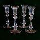 Waterford Single Candle Holders, Cut Lead Crystal, 8, Made In Ireland, 4pcs Set