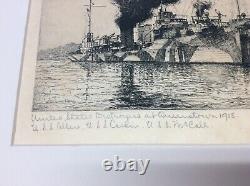 WW 1 US Navy Destroyers at Queenstown Ireland Burnell Poole etching