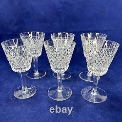 Waterford Alana Wine Crystal Glasses Lot of 6 Excellent Stamped