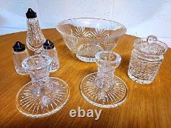 Waterford Crystal 7 pc. Collection 8.5 Bowl, Candleholders, Jar, Shakers