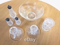 Waterford Crystal 7 pc. Collection 8.5 Bowl, Candleholders, Jar, Shakers