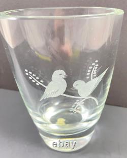 Waterford Crystal Etched Bird Vase Clear 5.25 Vintage Ireland Thick
