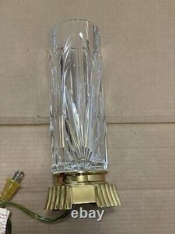 Waterford Crystal Hurricane Electric Lamp With Brass Accents, Castleton Design