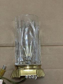 Waterford Crystal Hurricane Electric Lamp With Brass Accents, Castleton Design